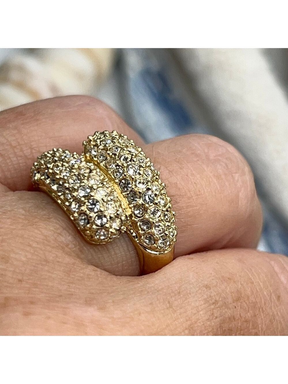 Austrian Crystal Gold Tone Cocktail Ring